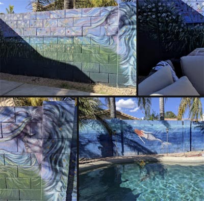 Magical underwater mural featuring a tropical mermaid and vibrant sea life.